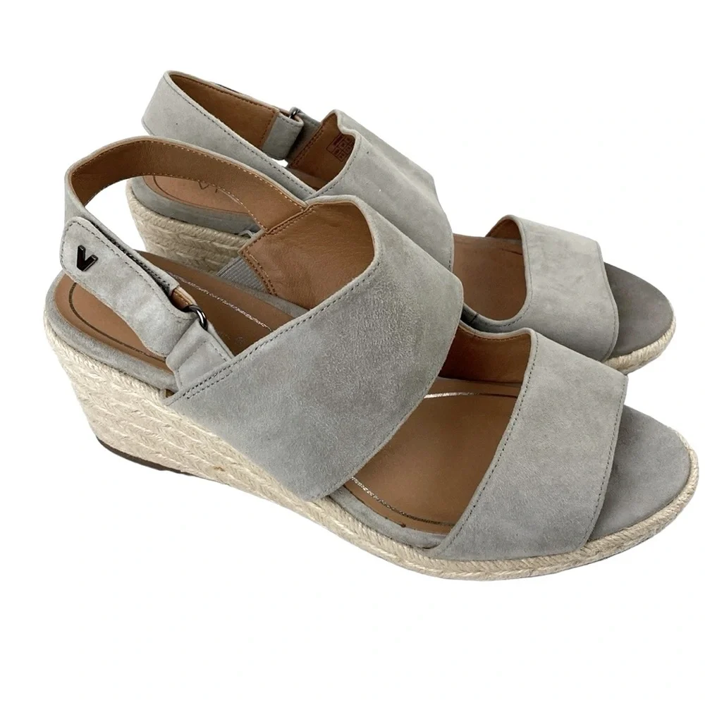 Vionic Brooke Suede Woven Wedge Espadrille Sandals